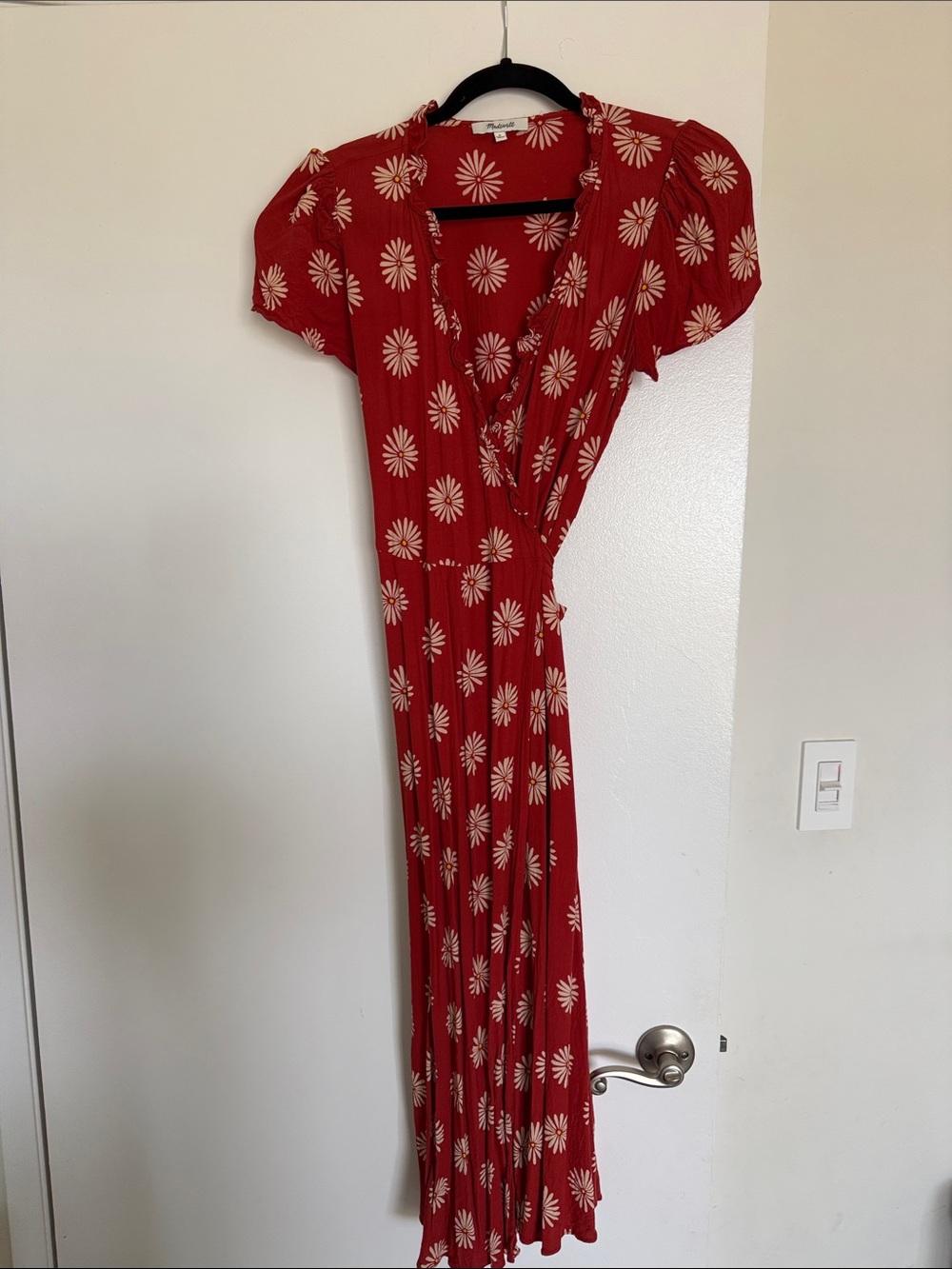 Red Daisy Print Wrap Maxi Dress
